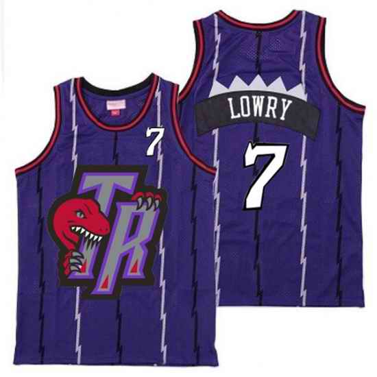 Raptors 7 Kyle Lowry Purple Big Gray TR Logo Retro Jersey0